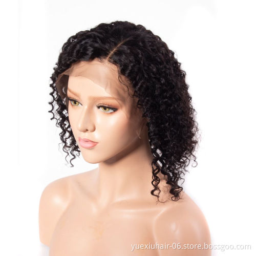 Brazilian Cuticle Aligned Hair 8 inch Short Curly BOB Human Hair 13x4 Lace Front Wig BOB Swiss HD Lace Frontal Wig